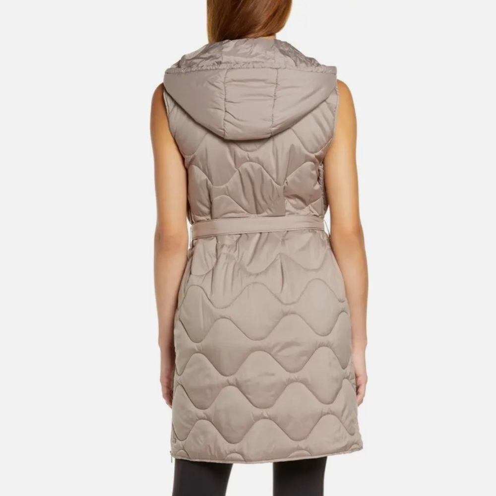 NWT ZELLA Womens Longline Belted Quilted Vest Jacket - Picture 3 of 5